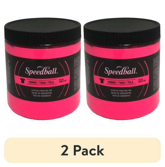 (2 Pack)  Art Fabric Screen Printing Ink, Fluorescent Hot Pink, 8 Oz