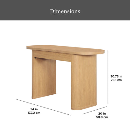 Juliet Oval Writing Desk, Light Honey Finish