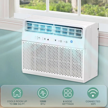 12000 BTU ASHRAE 115V U Shaped Window Air Conditioner with Remote Control, 6 Modes & 3 Fan Modes, 24H Timers