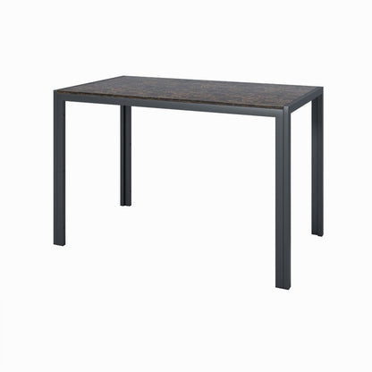Dining Room Table Set, 3-Piece Marble Top Breakfast Nook Dining Table Set with 2 Upholstered Benches, Kitchen Table Set with Metal Frame, Modern Furniture for Home Cafeteria, Brown