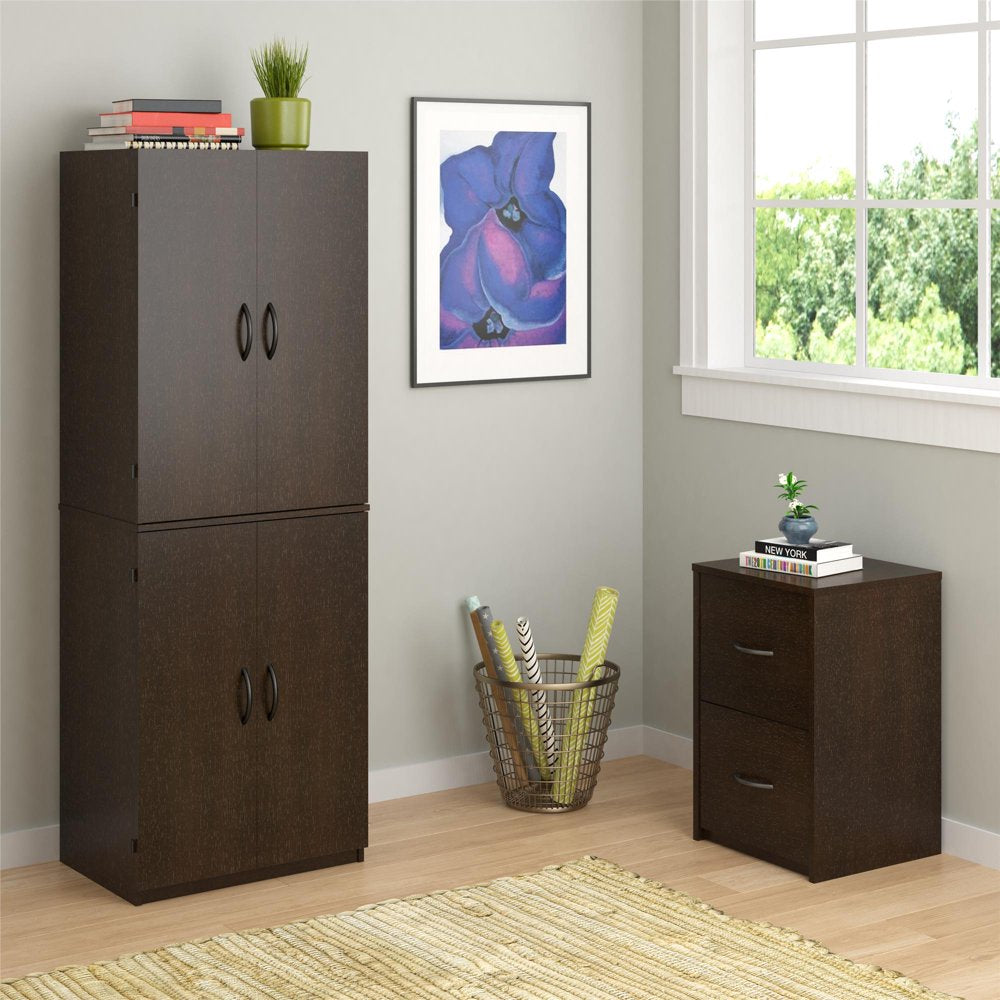 4-Door 5' Storage Cabinet, Dark Chocolate