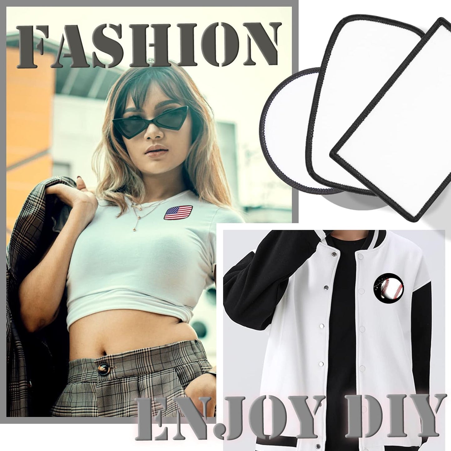 60 Pcs Sublimation Patches - Iron on Blank Patches for DIY Crafts Hats Caps Backpack Uniforms