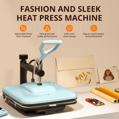 Swing Heat Press 15X15, Auto Tumbler Heat Press, Blue