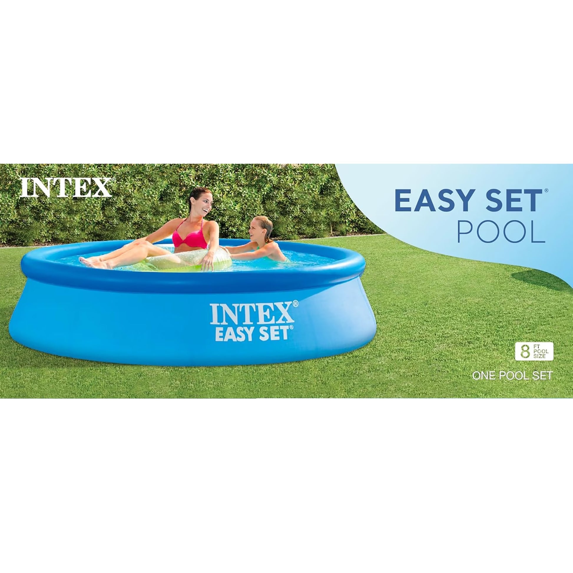 : : Easy Set Pool - 8' X 24" - Inflatable above Ground Swimming Pool, Puncture-Resistant Material, 513 Gal Cap, Kids-Family Water Play, 28106EH