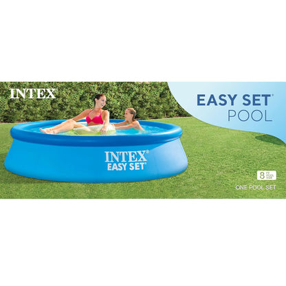 : : Easy Set Pool - 8' X 24" - Inflatable above Ground Swimming Pool, Puncture-Resistant Material, 513 Gal Cap, Kids-Family Water Play, 28106EH