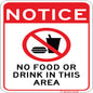 No Food or Drink Sign. 7"X 10" Commercial Aluminum with Pre-Drilled Holes
