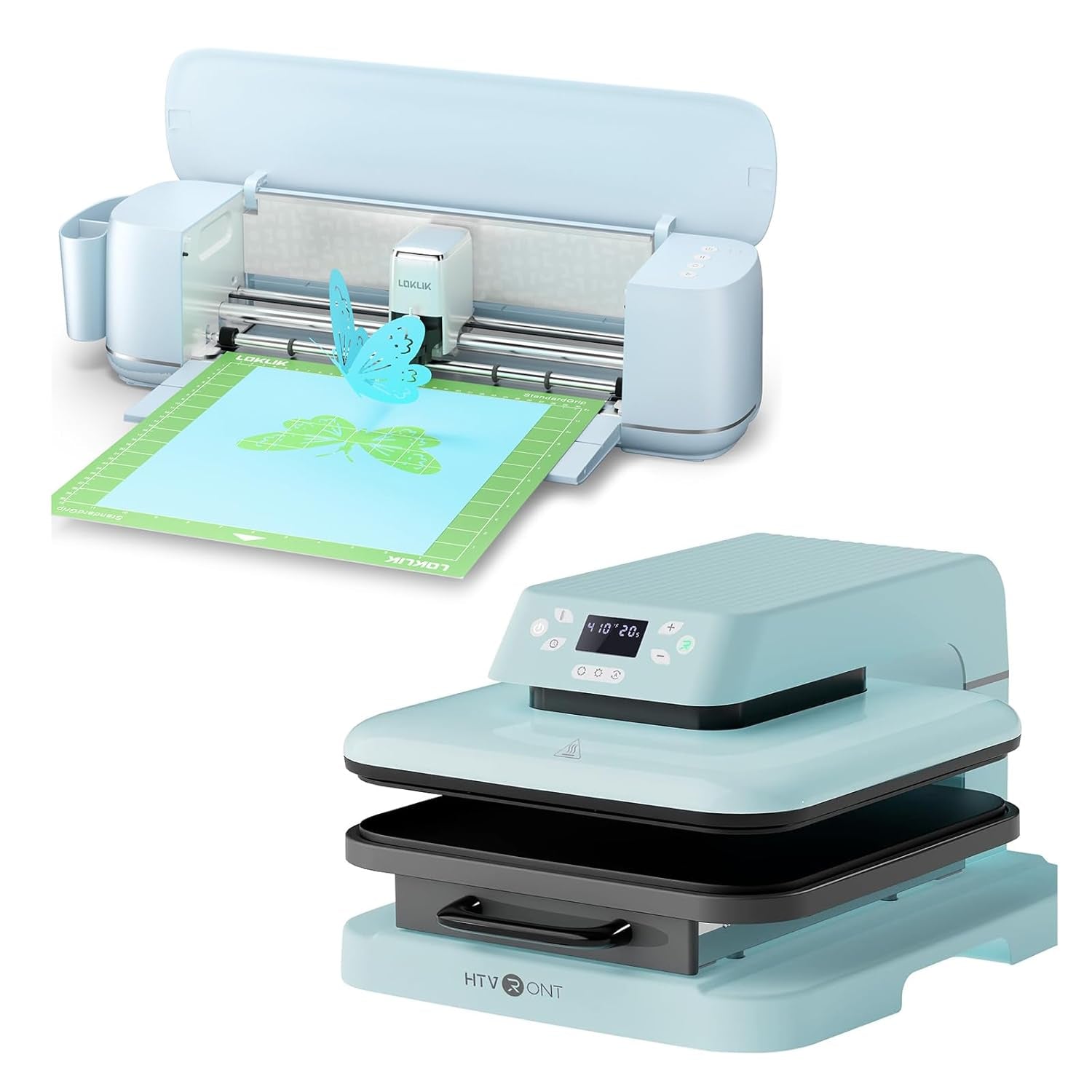 Loklik Cutting Machine 2 & Auto Heat Press 15X15 Light Blue