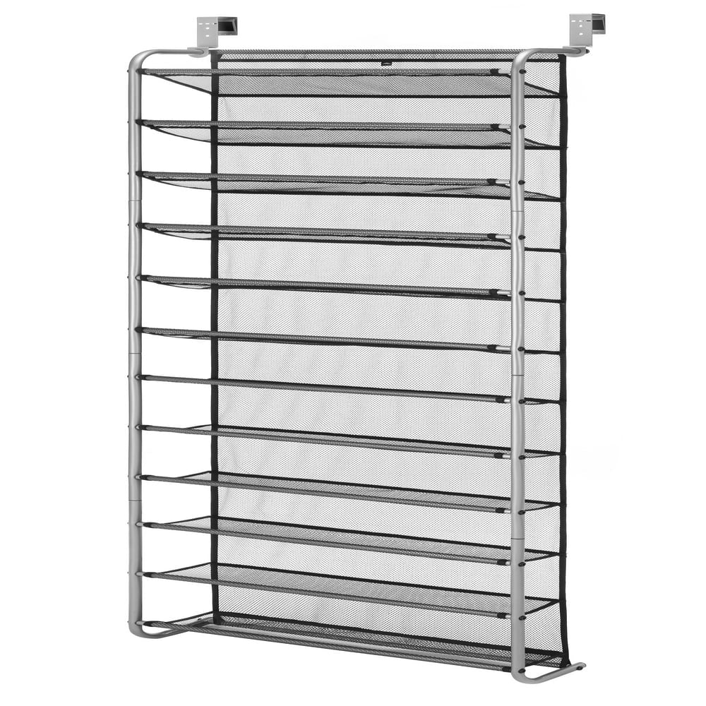 12-Tier over the Door Shoe Rack for 36 Pairs, Metal, Gray