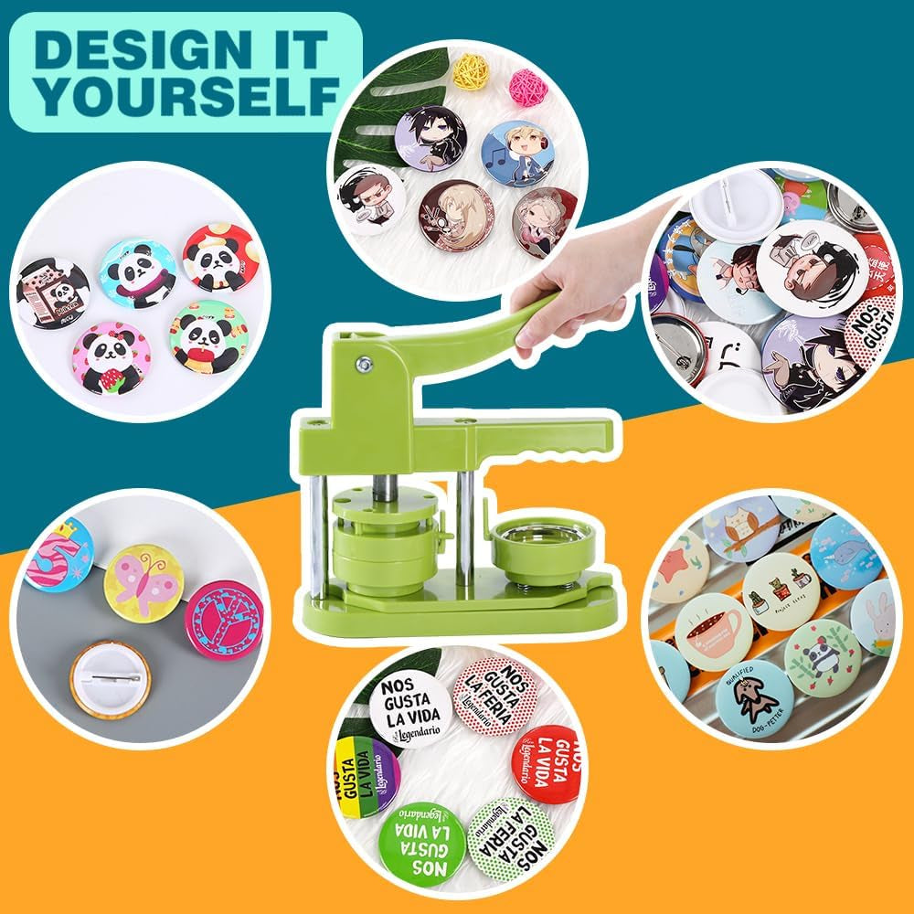 Happizza Button Maker Machine 58Mm - (3Rd Gen) Installation-Free 58Mm(2.25In) DIY Pin Badge Button Maker Press Machine Badge Punch Press with Free 100Pcs Button Parts&Pictures&Circle Cutter