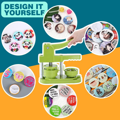 Happizza Button Maker Machine 58Mm - (3Rd Gen) Installation-Free 58Mm(2.25In) DIY Pin Badge Button Maker Press Machine Badge Punch Press with Free 100Pcs Button Parts&Pictures&Circle Cutter