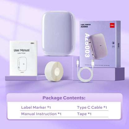 Label Maker Machine, Portable Bluetooth Label Printer with Tape, Inkless Label Maker Handheld for Home Office Organization, Purple