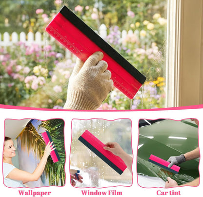 Wallpaper Smoothing Tool, Professional Vinyl Squeegee with Ruler Felt Squeegee for Vinyl Decals Sticker Paper Wallpaper Window Film Tools (12Inch)