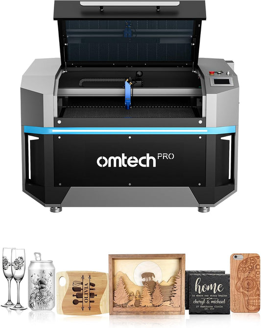 Omtech Pro 100W CO2 Laser Engraver, 40" X 24" Laser Cutter with Built-In Water Chiller 1,200 Mm/S Speed Autofocus 4 Way Pass Air Assist, Laser Cutting Engraving Etching Machine for Wood Acrylic