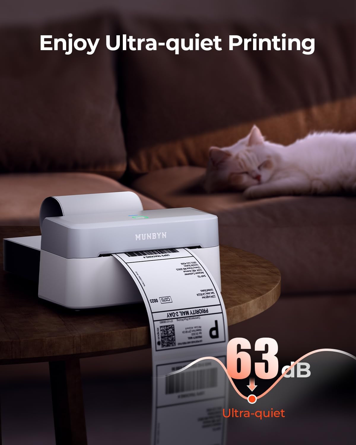 MUNBYN Bluetooth Thermal Label Printer RW403B, Wireless 4X6 Shipping Label Printer for Small Business, Compatible with Android, Iphone, Windows, Mac, Chromebook, Print Width 1.57"-4.25" (Grey)