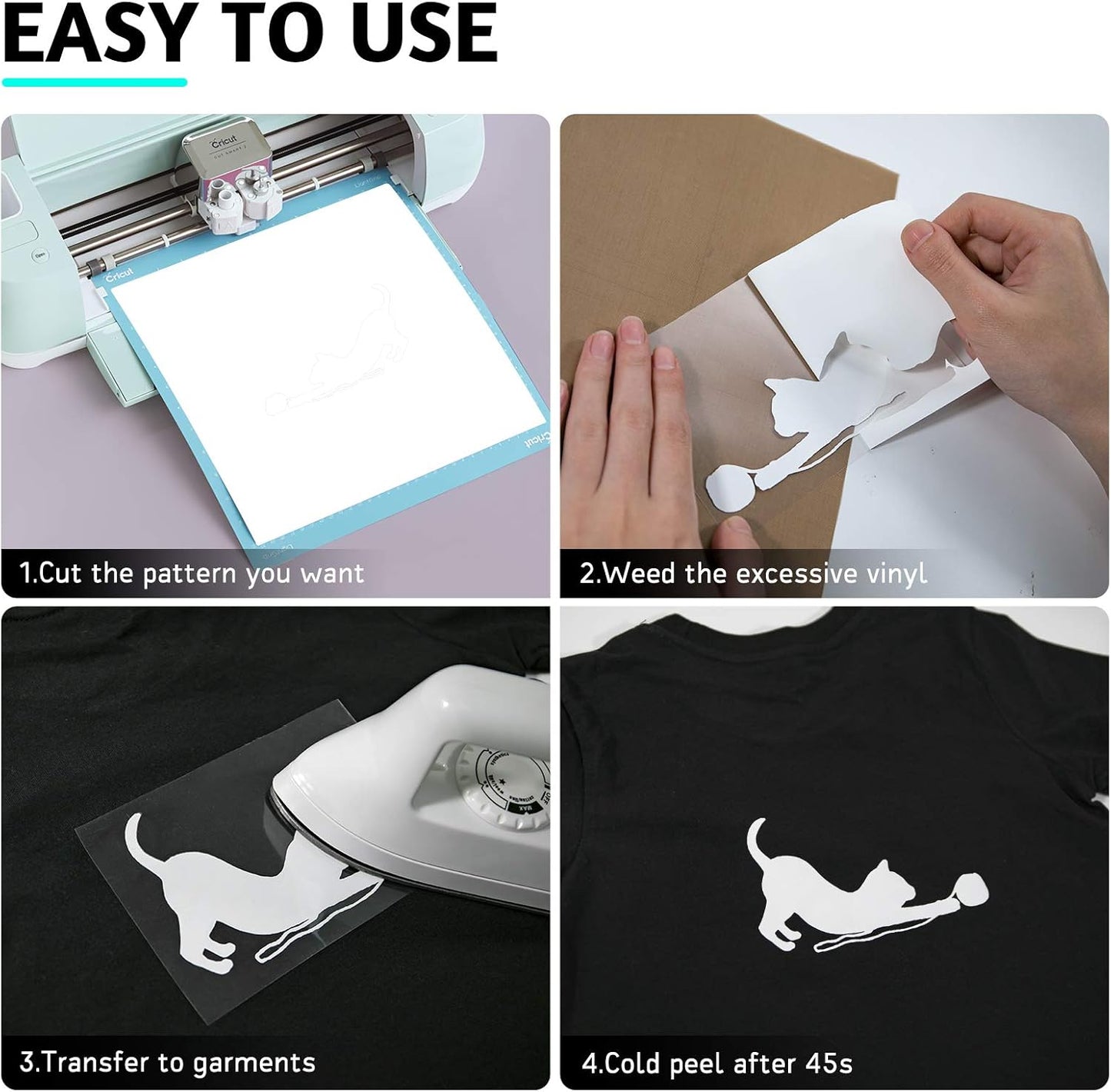 White HTV Heat Transfer Vinyl Bundle: 13 Pack 12" X 10" White Iron on Vinyl for T-Shirt, Heat Transfer Vinyl for Silhouette Cameo or Heat Press Machine