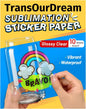 Transourdream Sublimation Sticker Paper-10 Pcs 100% Glossy Clear Waterproof Sublimation Stickers 8.5X11 for Sublimation Inkjet Printer with Sublimation Ink, Decoration for Mugs, Phone Cases, Tumbler