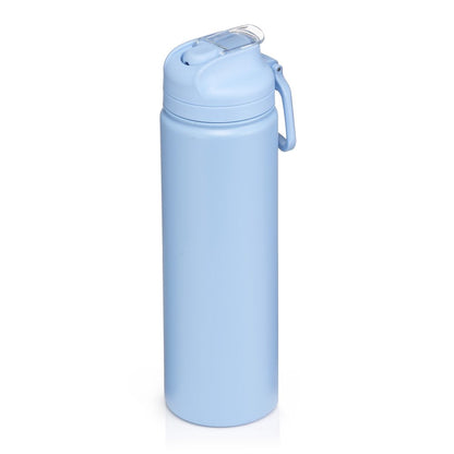 24 Fl Oz Blue Essence Solid Print Insulated Stainless Steel Water Bottle with Flip-Top Lid