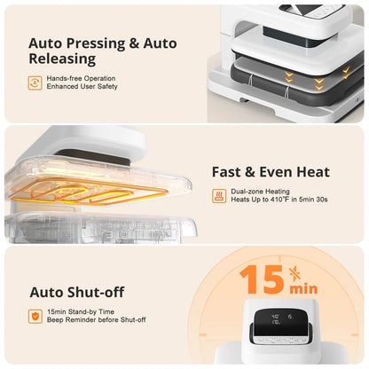 [New Customer Exclusive]Htvront Auto Heat Press 2-15X15+55 Pack Heat Press Accessories