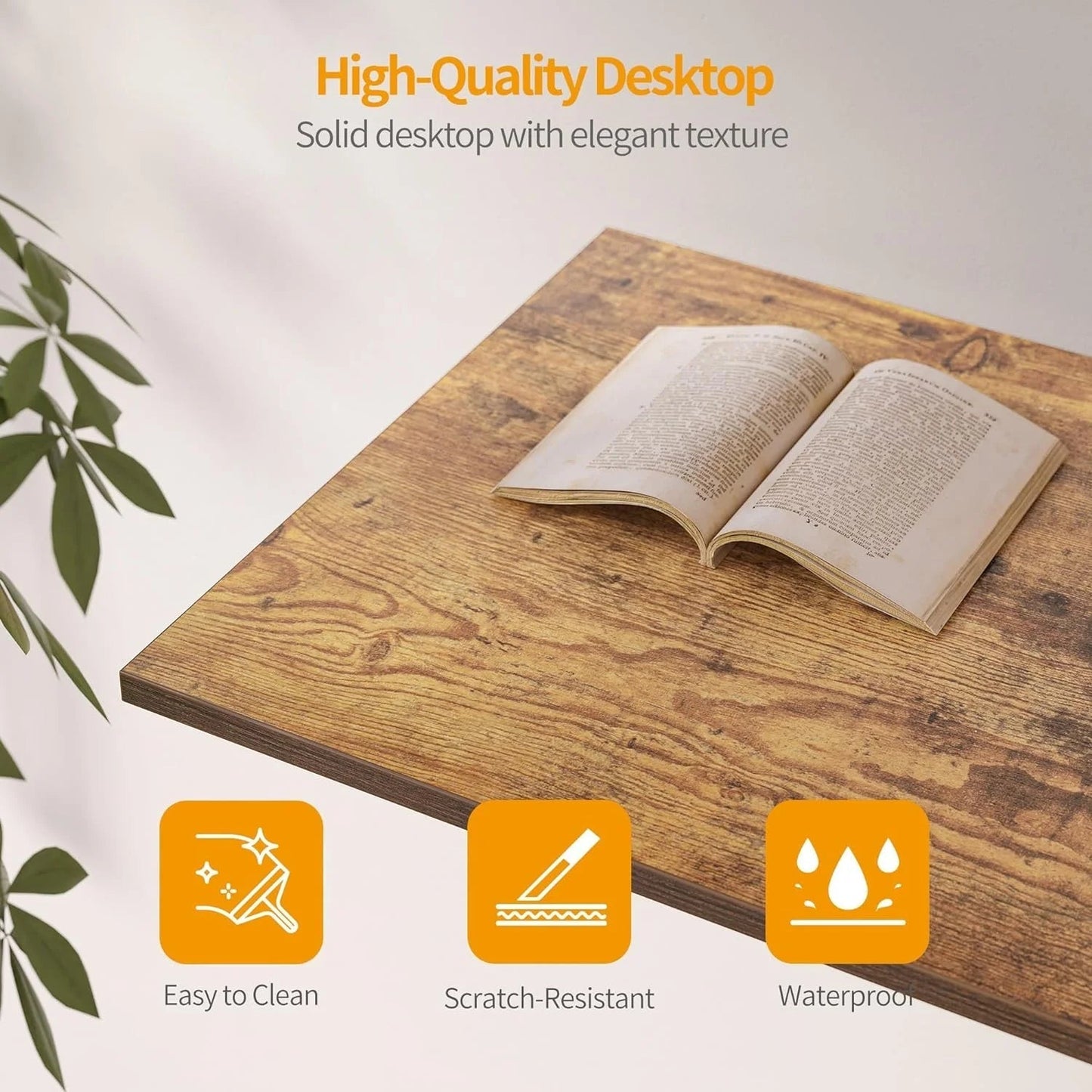 Computer Desk with Drawers, 40 Inch Study Writing Table, Modern Simple Style PC Desk for Bedroom, Gaming, Rustic Brown