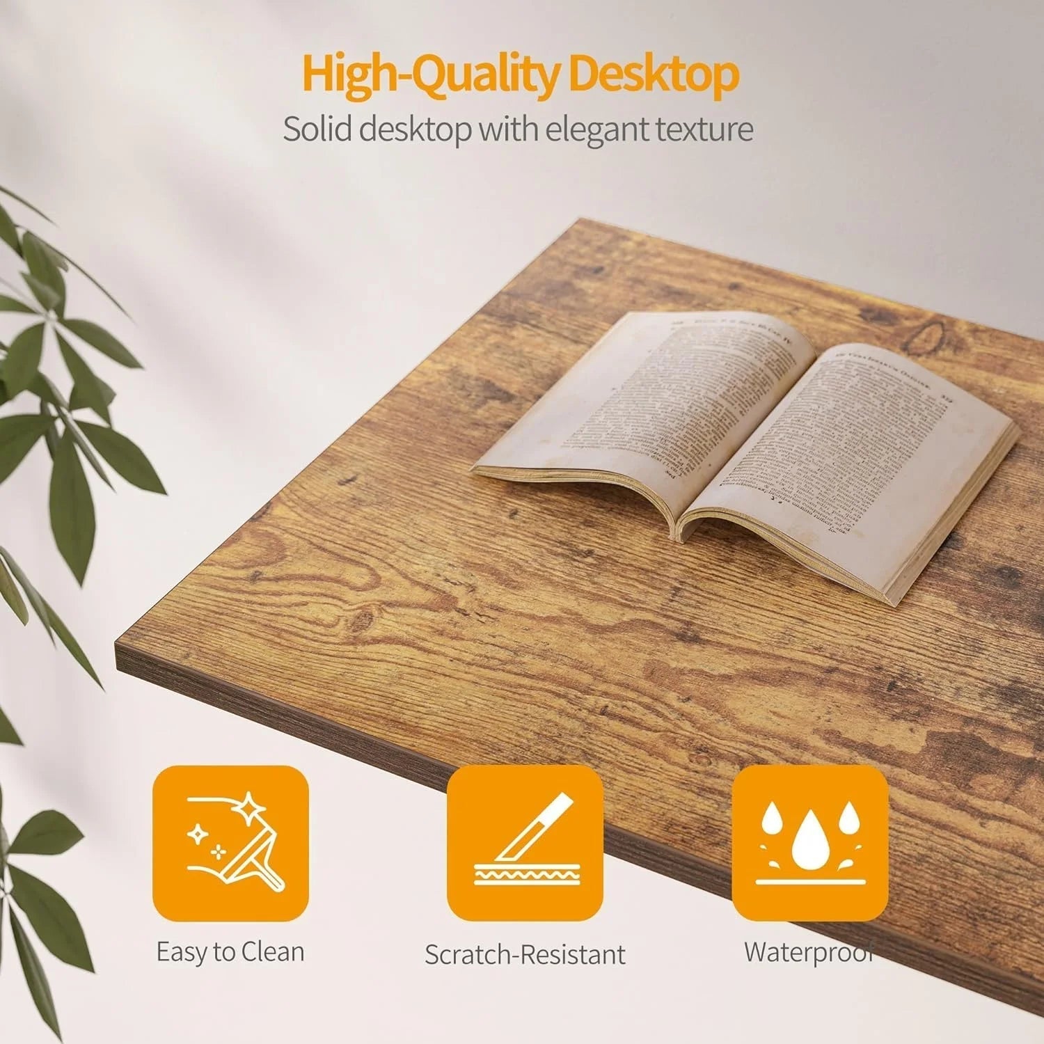Computer Desk with Drawers, 40 Inch Study Writing Table, Modern Simple Style PC Desk for Bedroom, Gaming, Rustic Brown