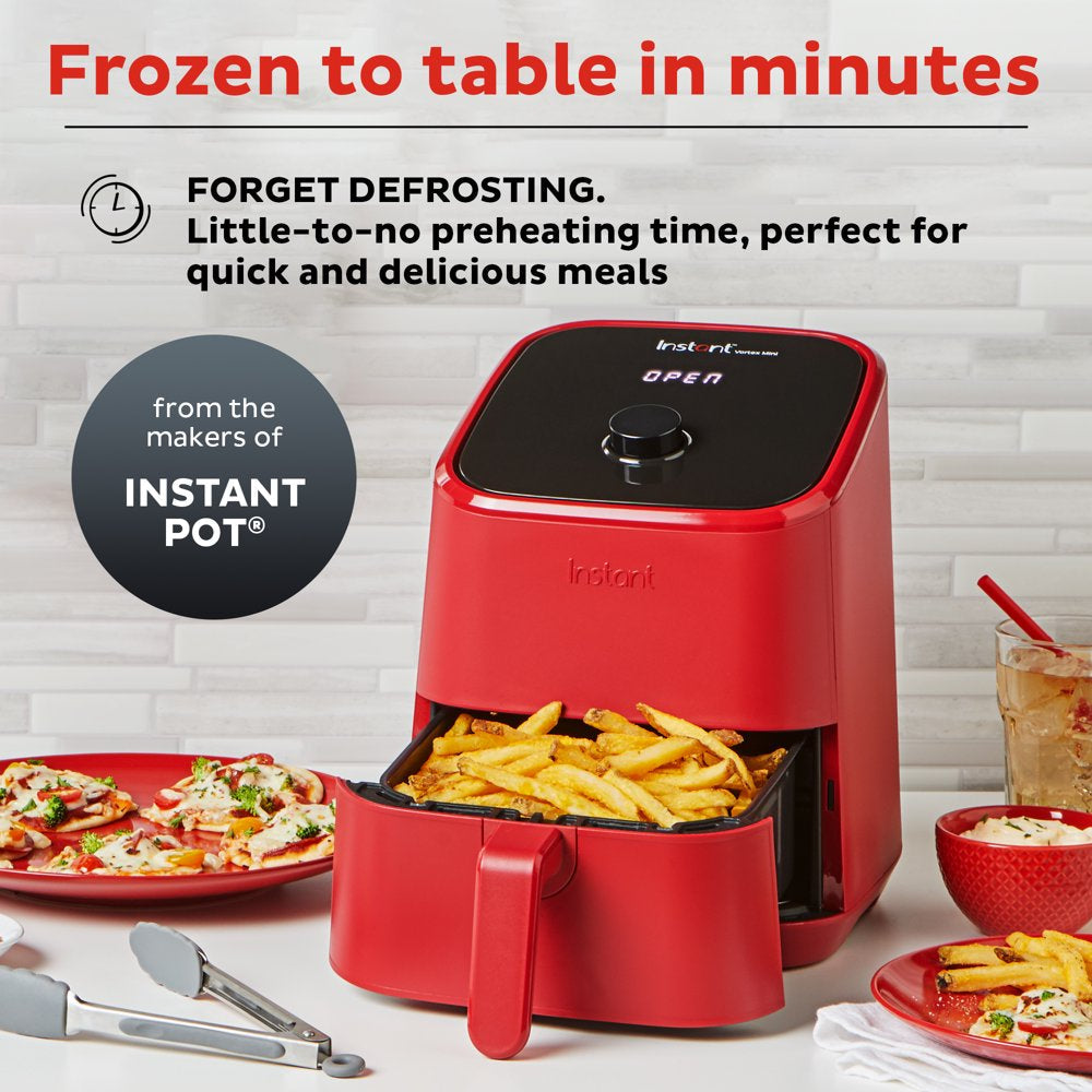 Instant Vortex 2-Quart Mini Air Fryer 4-In-1 with Customizable Smart Cooking Programs, Nonstick and Dishwasher-Safe Basket, Red