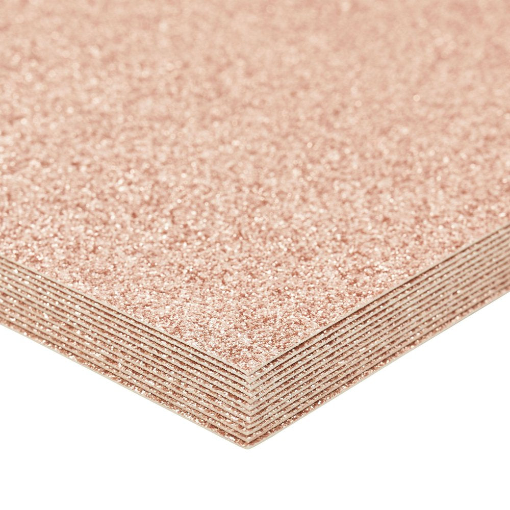 24 Sheets Rose Gold Glitter Cardstock Paper 8.5 X 11 for Scrapbooking, DIY Projects, Arts and Crafts (280Gsm)