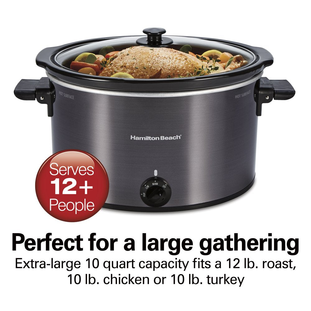 Slow Cooker, 10 Quart Capacity, Extra Large, Removable Crock, Black, 33191