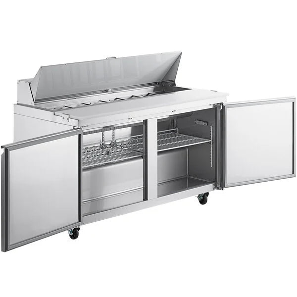 Avantco SS-PT-60-HC 60" 2 Door Stainless Steel Refrigerated Sandwich Prep Table