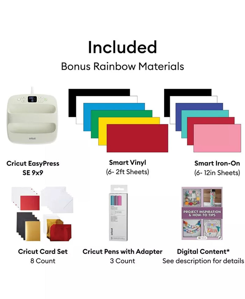 Explore 5 Essentials Machine Bundle with Easypress 9X9, Rainbow Smart Vinyl and Iron-On and 100+ Project Design Ebook