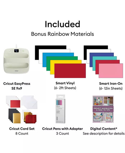Explore 5 Essentials Machine Bundle with Easypress 9X9, Rainbow Smart Vinyl and Iron-On and 100+ Project Design Ebook