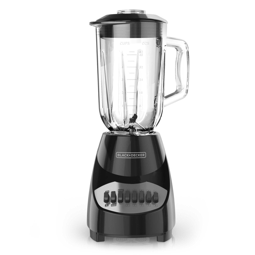 BLACK + DECKER 10-Speed Blender, 550 Watts, 50 Oz (6.25-Cup) Glass Blending Jar, Black, BL2010BG