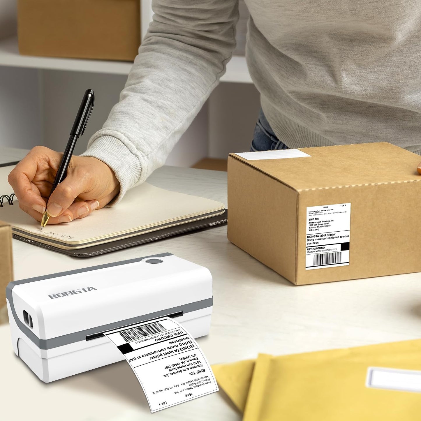 Rongta Bluetooth Thermal Shipping Label Printer, Wireless 4X6 Label Sticker Printer for Shipping Packages, Support Android, Iphone, Widely Used for Amazon, Ebay, Shopify, Etsy, UPS