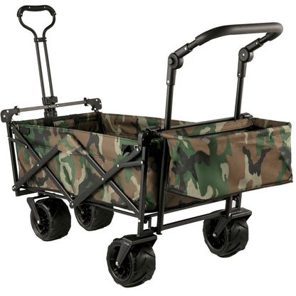 Collapsible Wagon Cart Camouflage, Foldable Wagon Cart Removable Canopy 603D Oxford Cloth, Collapsible Wagon Oversized Wheels, Portable Folding Wagon Adjustable Handles, Beach, Garden