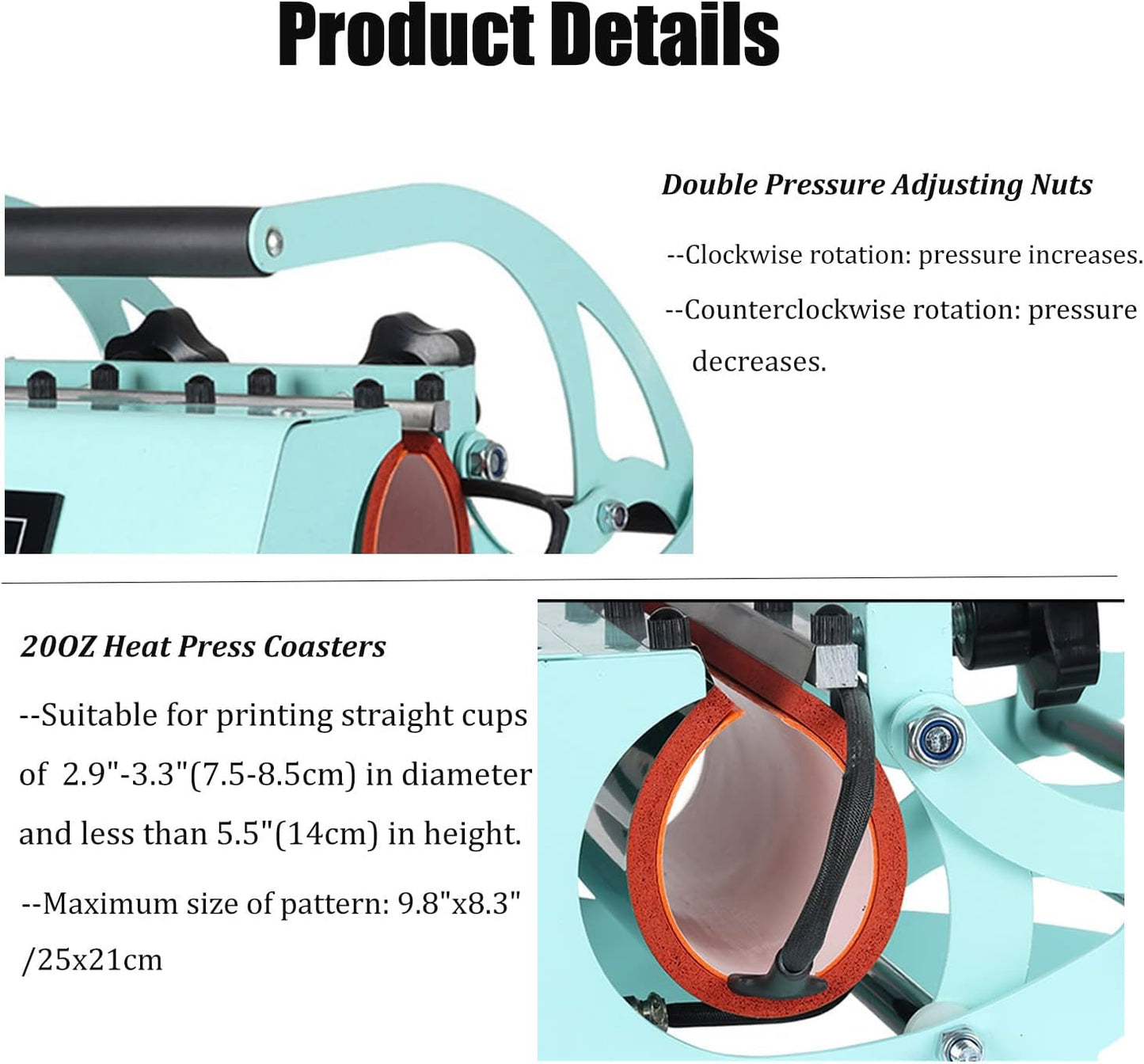 9-20 Oz Mug Heat Press, Tumbler Press, DIY Sublimation, for Straight Blanks Skinny Tumblers, Fits Stainless Steel, Ceramic, Glass Tumbler,Green