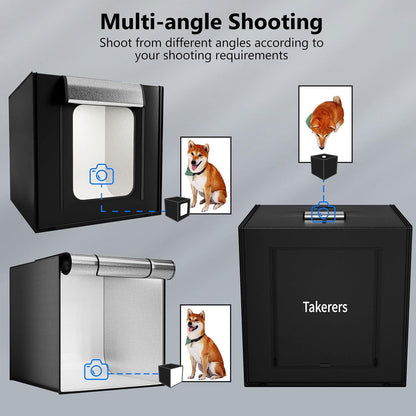 Photo Studio Light Box for Photography: Takerers 32X32 Inch 210 LED Large Lightbox for Product with 3 Stepless Dimming Light Panel, Professional Background Shooting Tent with 5 Color Backdrops