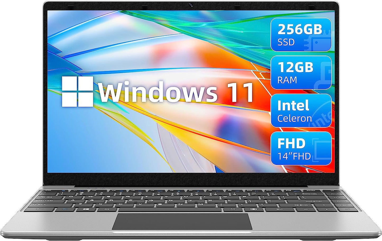 14In Windows 11 Laptop Computer 12GB DDR4 256GB SSD with Intel Quad Core Celeron N4100