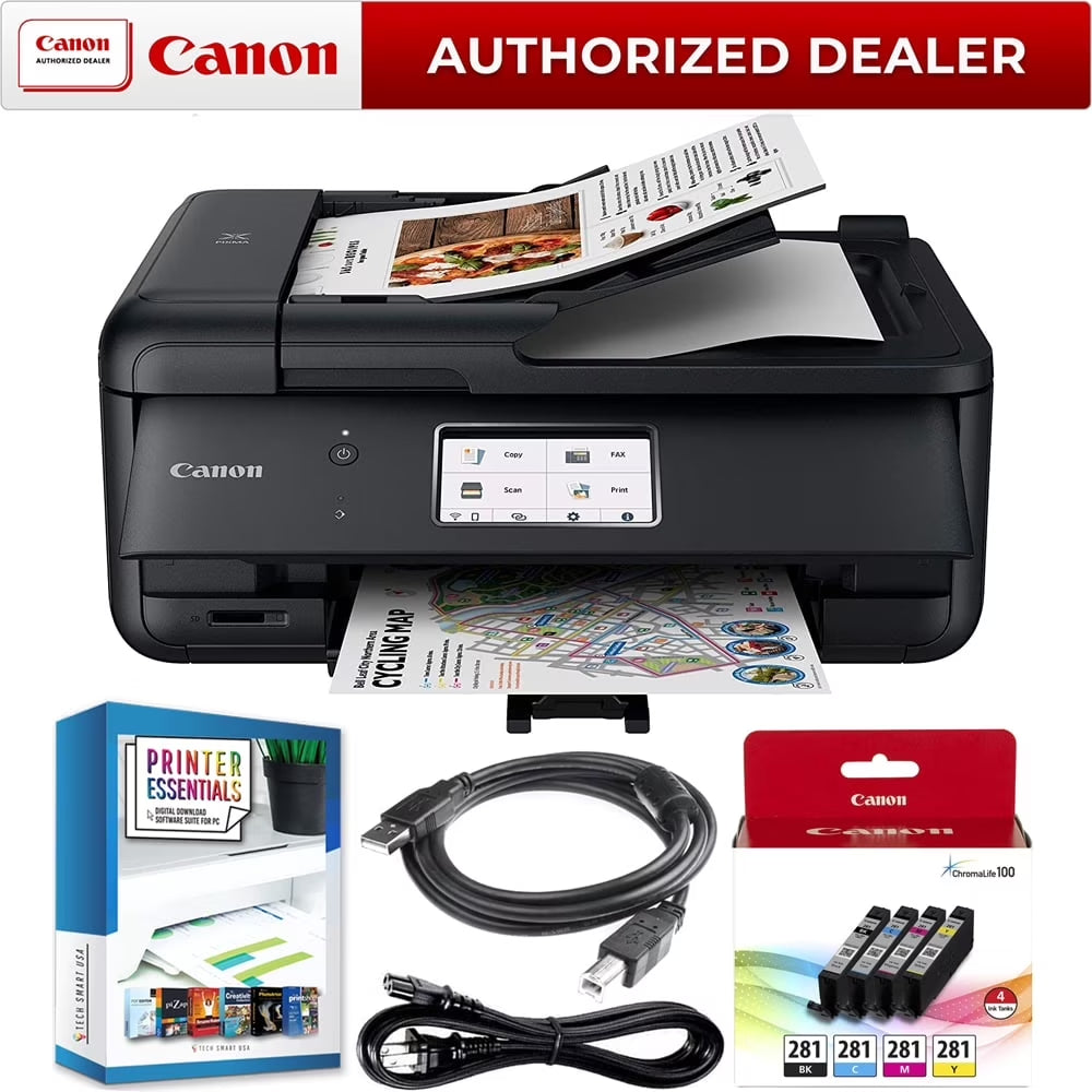 Canon Pixma Tr8620A Wireless All-In-One Printer for Home Office W/ Copy, Scanner, Fax, Mobile Print Photo Printing Bundle with DGE USB Cable + Small Business Software Kit | Official Canon Partner