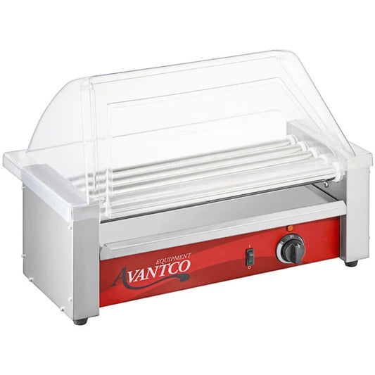 Avantco RG1812KIT 12 Hot Dog Roller Grill with 5 Rollers and Sneeze Guard - 120V, 430W
