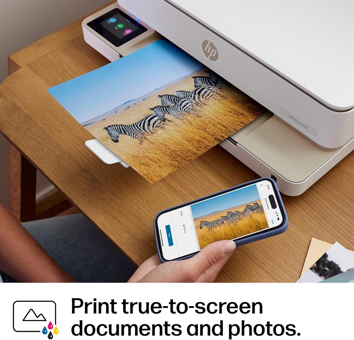 HP Envy 6155 Wireless All-In-One Color Inkjet Printer, Print, Scan, Copy, Duplex Printing Best-For-Home, 3 Month Trial of Instant Ink Included, Ai-Capable (C2WR7A) Portobello