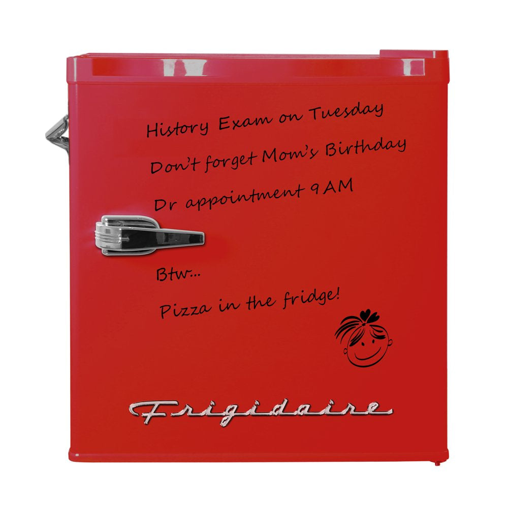 , 1.6 Cu Ft Retro Dry Erase Compact Refrigerator with Side Bottle Opener, (EFR177), Red