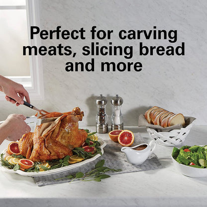 Electric Knife Set with Fork and Case, Ergonomic Design, Stainless Steel Reciprocating Blades, White, 74251
