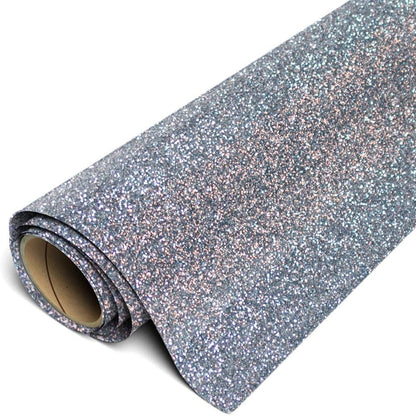 Glitter HTV Iron on Heat Transfer Vinyl 12" X 6Ft (2 Yards) Roll - Black Silver