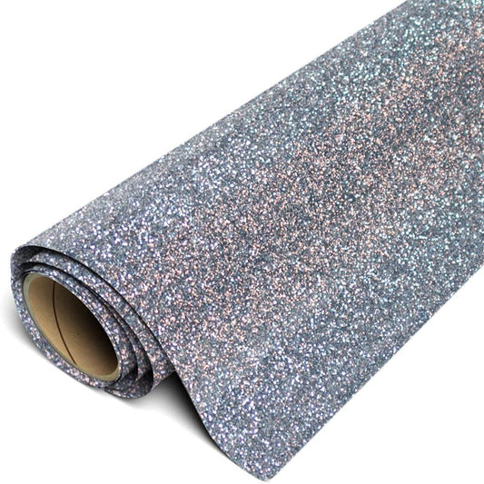 Glitter HTV Iron on Heat Transfer Vinyl 12" X 6Ft (2 Yards) Roll - Black Silver