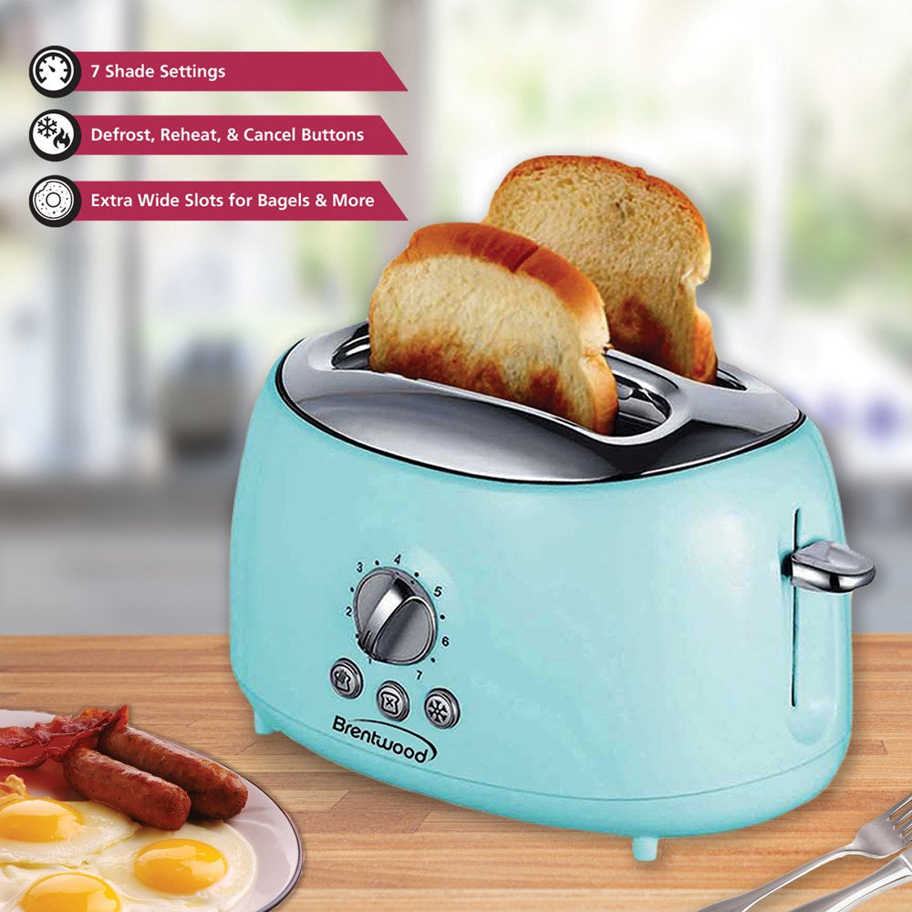 Cool-Touch 2-Slice Retro Toaster with Extra-Wide Slots (Blue)