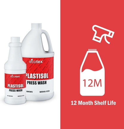 Ecotex® Plastisol Press Wash (Quart -32Oz.) - Screen Printing Machine Cleaner and Degreaser - Remove Screen Printing Ink Color - ®