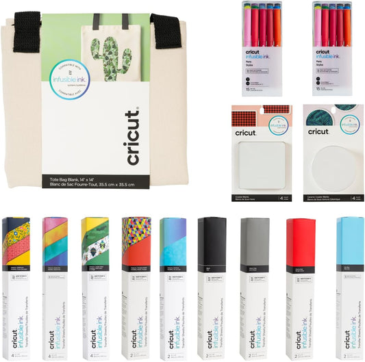 Cricut Infusible Ink Starter Bundle | Sublimation Kit for Permanent Transfers - Includes Infusible Ink Sheets, Markers, Pens, Blank Bags & Coasters