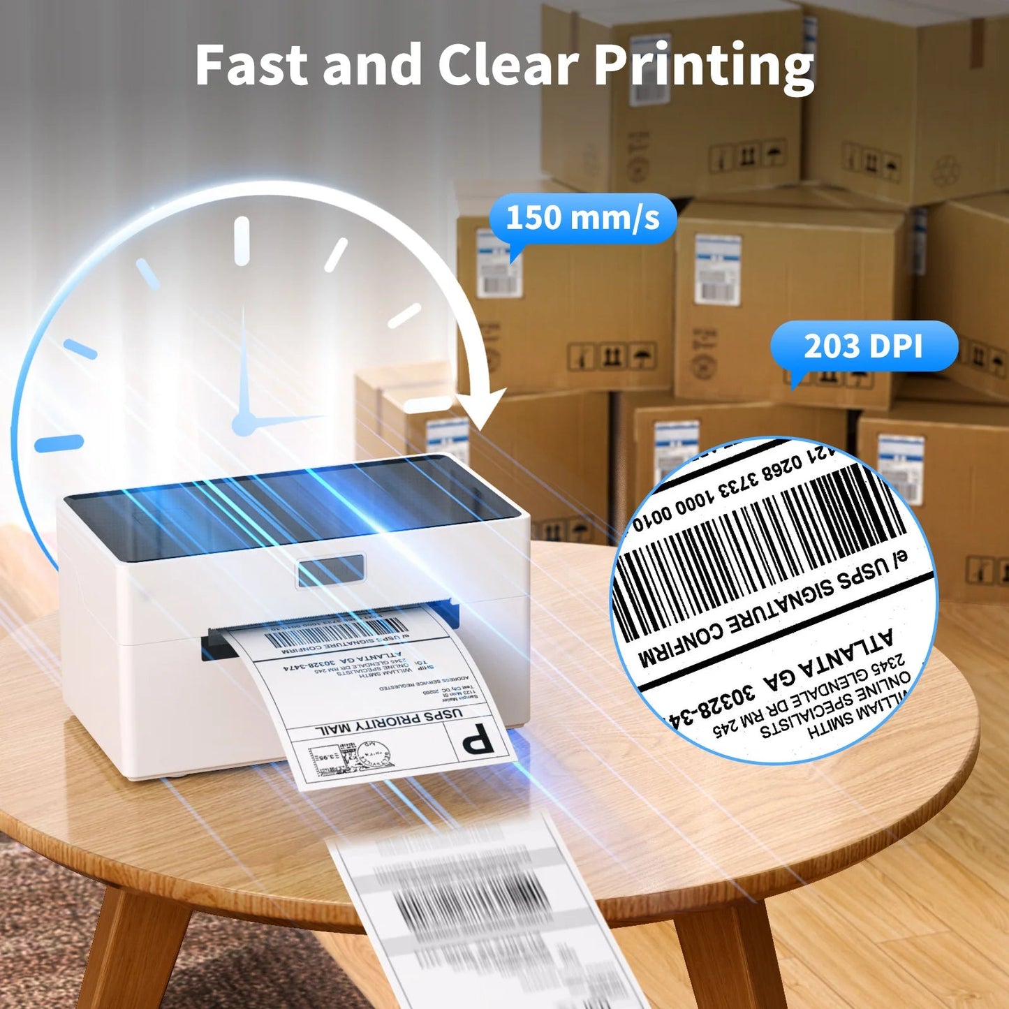 4×6 in Bluetooth Shipping Thermal Label Printer,Portable Label Printer,Compatible with Android、Iphone、Windows＆Mac,Widely Used for Home＆Small Businesses and Office