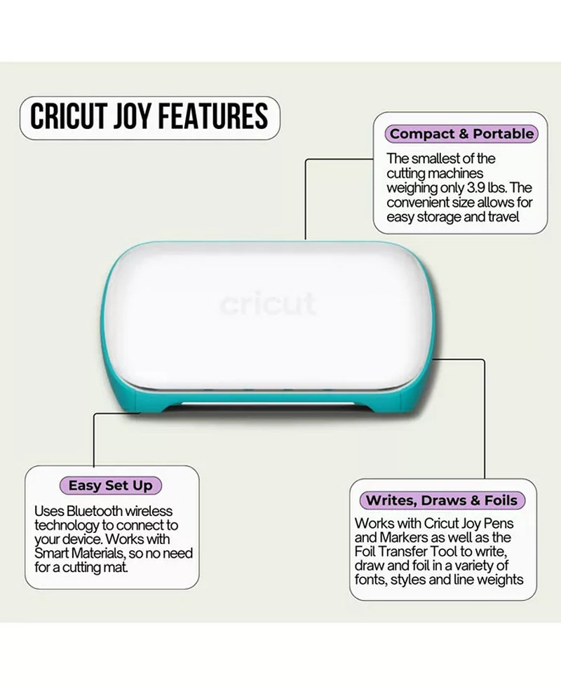 Joy Cutting Machine Bundle with 7 Smart Iron-On Rolls - Compact Vinyl Cutter for Custom Apparel and DIY Crafts