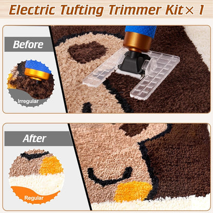 BESGEER 2024 Rug Tufting Gun Starter Kit with Frame with Carpet Trimmer - Rug Tufting Gun with Carpet Trimmer Kit with Tufting Frame, 2 in 1 Cut & Loop Pile Carpet Gun& Carpet Carving Clippers（Blue）