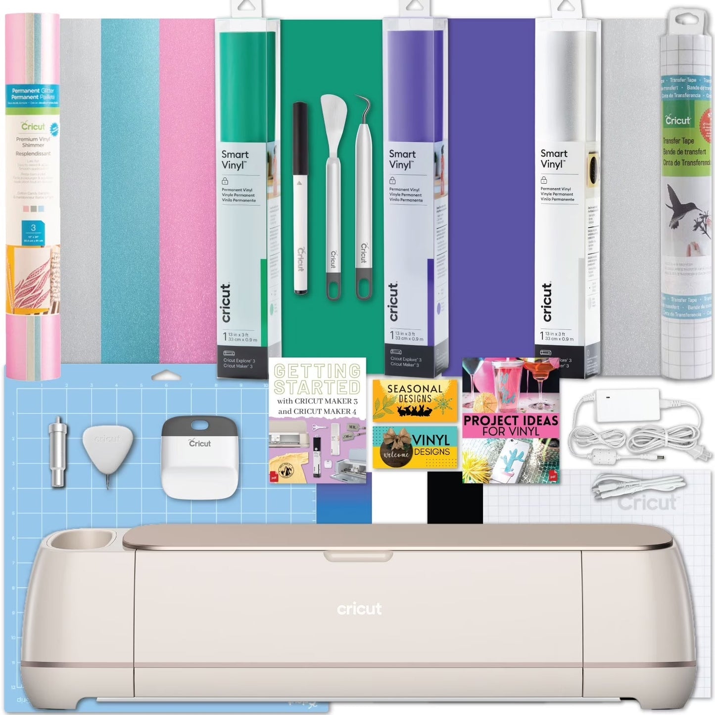 Cricut Maker 4 Cutting Machine with Smart Vinyl Rolls Bundle